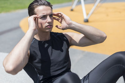 Man exercising outdoors