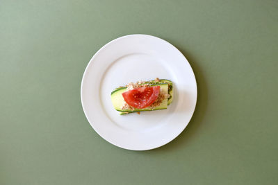 High angle view of vegan food on plate on table