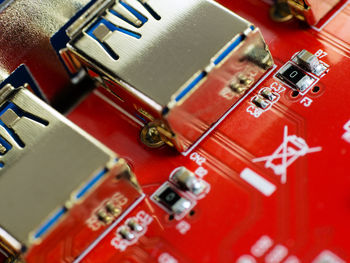 High angle view of circuit board