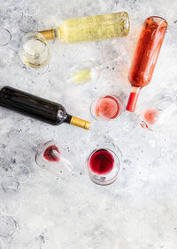 High angle view of drink on table