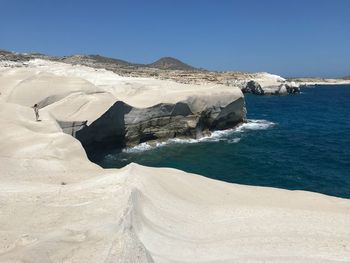 Scenic view of sea against clear sky