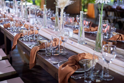Close-up of place setting on table