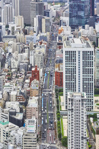 High angle view of buildings in city