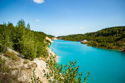 High angle view of sea against sky