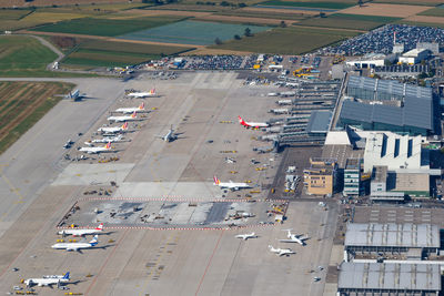 High angle view of airport runway