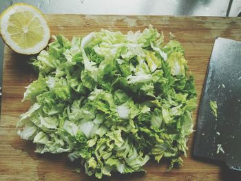 High angle view of vegetables on table