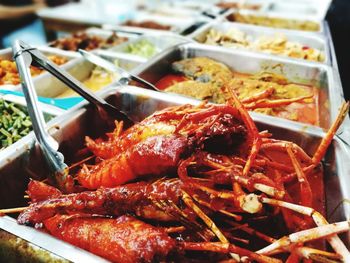 High angle view of seafood in plate