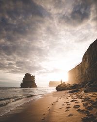 Scenic view of sea during sunset