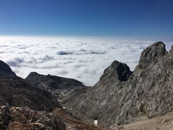 Scenic view of rocky mountains against sky