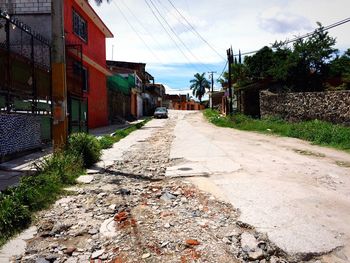 Narrow alley along buildings