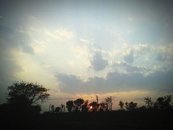 Silhouette trees against sky during sunset