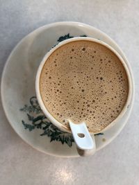 High angle view of coffee on table