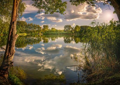 Scenic view of lake against sky