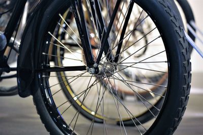 Close-up of bicycle parked outdoors