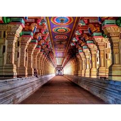 Digital composite image of ceiling and building