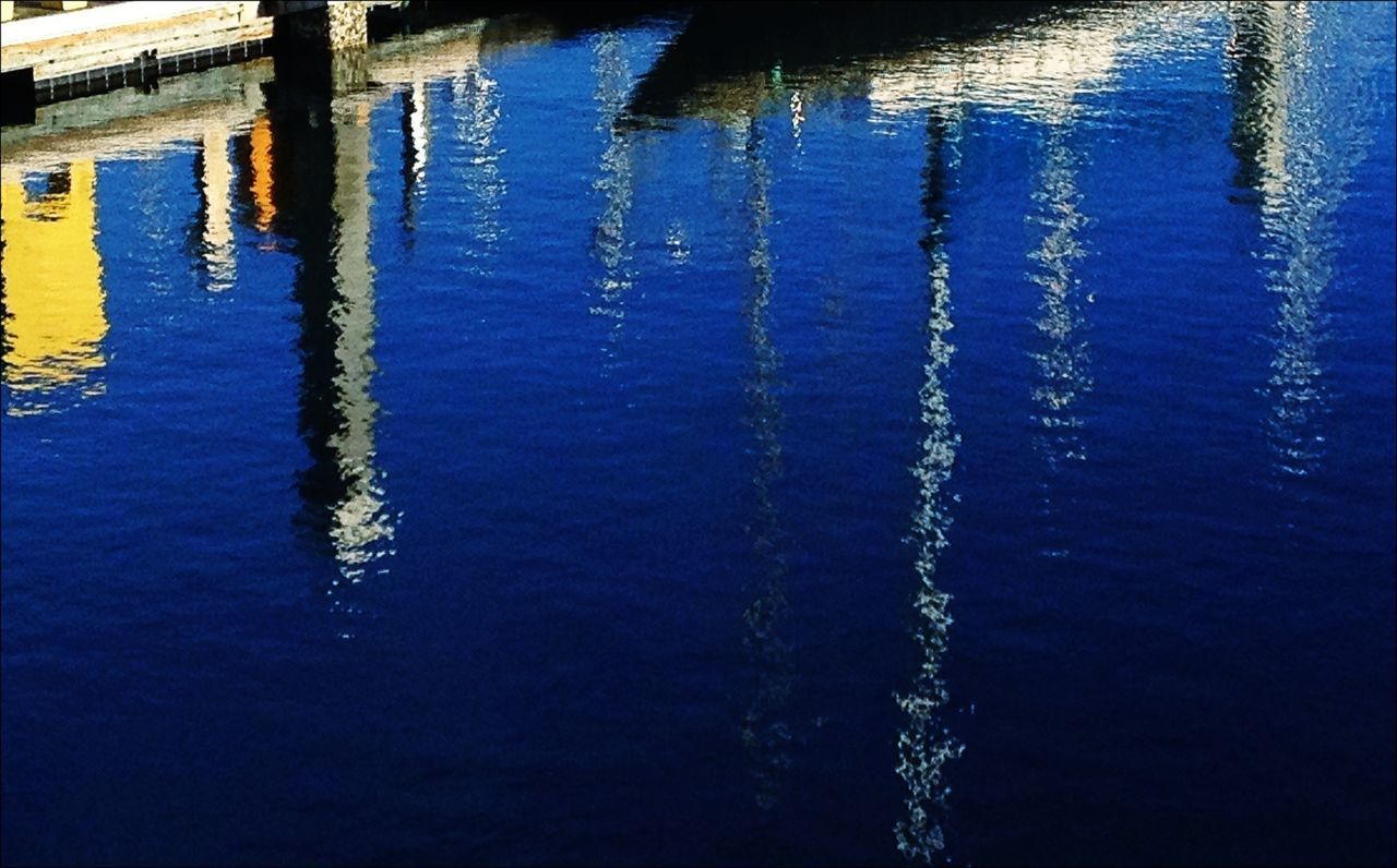 water, reflection, blue, waterfront, rippled, backgrounds, full frame, sea, lake, outdoors, nature, no people, tranquility, close-up, day, standing water, high angle view, water surface, beauty in nature, wood - material