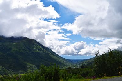 Scenic view of mountains against sky