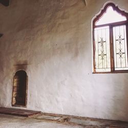 Low angle view of window in house