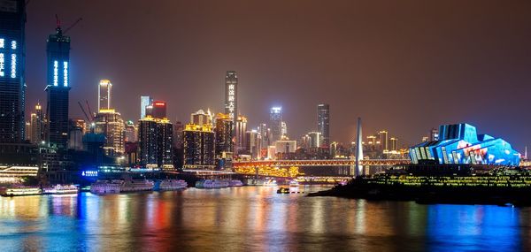 Illuminated city at night