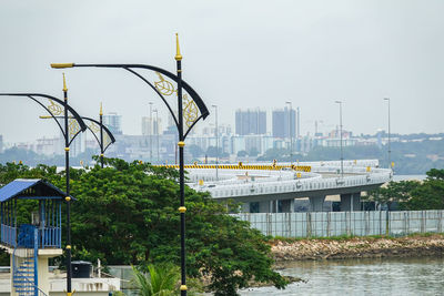 River by city against clear sky