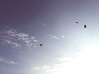 Low angle view of hot air balloons