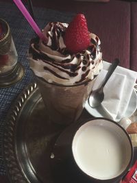 Close-up of ice cream on table