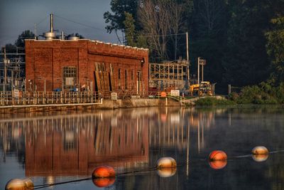 Reflection of built structure in water