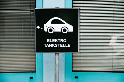 Sign for charging electric car