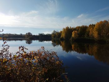 Scenic view of lake against sky