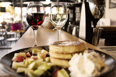 Close-up of wine glass on table