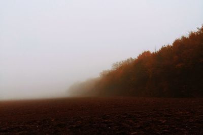 Trees on landscape against sky during autumn