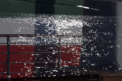 Low angle view of flags at home