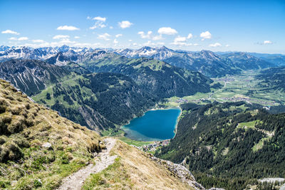 Scenic view of mountains against sky