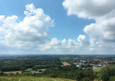 High angle view of townscape against sky
