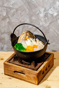 High angle view of ice cream on table