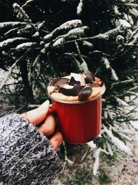 Close-up of hand holding ice cream