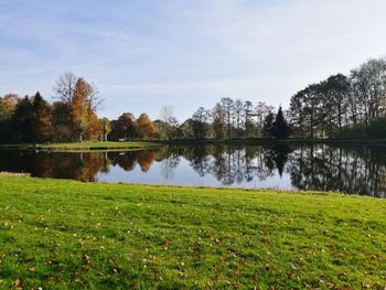 Scenic view of lake against sky