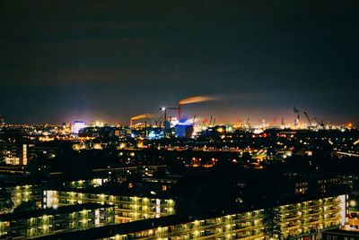 City lit up at night