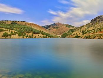 Scenic view of lake against sky