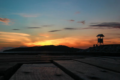 Scenic view of silhouette land against sky during sunset