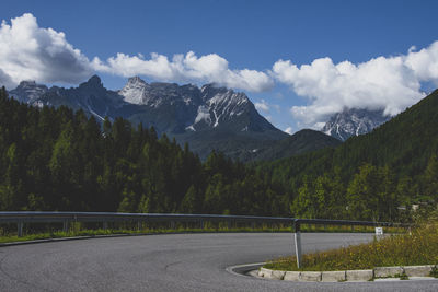 Scenic view of mountains by lake against sky