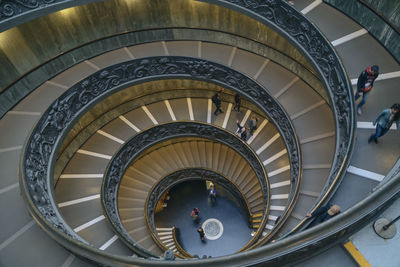 High angle view of spiral staircase