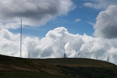 Low angle view of cloudy sky over land