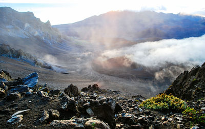 Haleakala crater during foggy weather