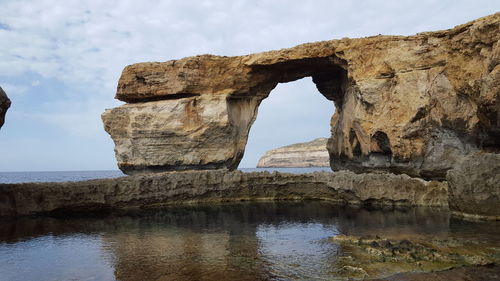 View of rock formations on coast