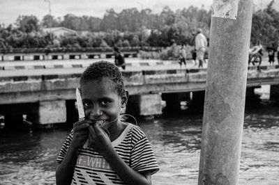 Portrait of boy in water