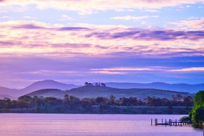 Scenic view of landscape against sky at sunset