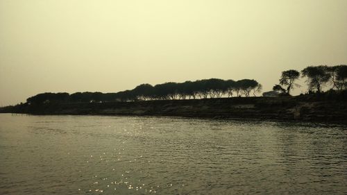 Scenic view of lake against clear sky