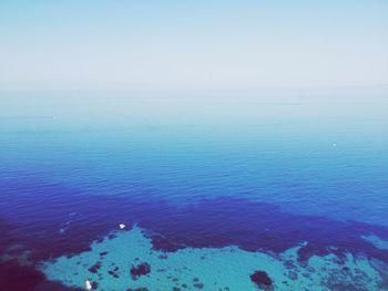 Scenic view of sea against blue sky