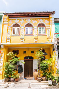 Low angle view of yellow building